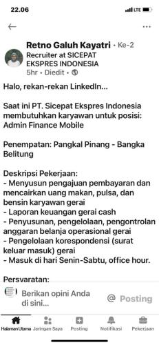 info Loker Admin Finance Mobile @PT.Sicepat Ekspres Indonesia-Pangkalpinang