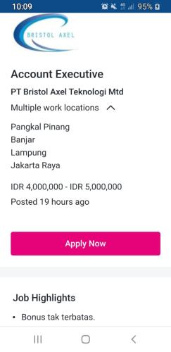 info Loker Account Executive @PT.Bristol Axel Teknologi Mtd-Pangkalpinang