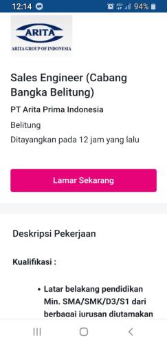 info Loker Sales Engineer @PT Arita Prima Indonesia-Belitung