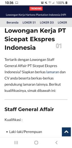 info Loker Staff General Affair @PT.Sicepat Express Indonesia-Pangkalpinang/Bangka Belitung