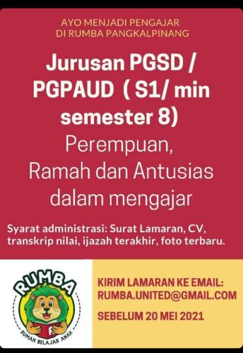 info Loker Pengajar @Rumba-Pangkalpinang