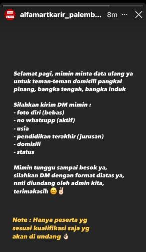 info Loker @Alfamartkarir - Pangkalpinang,Koba,Sungailiat