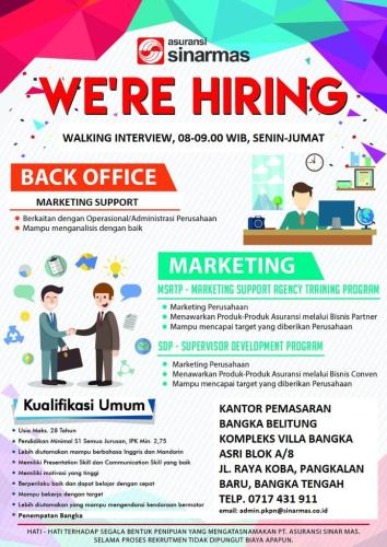 info Loker Asuransi Sinarmas-Pangkalpinang @penempatan Bangka