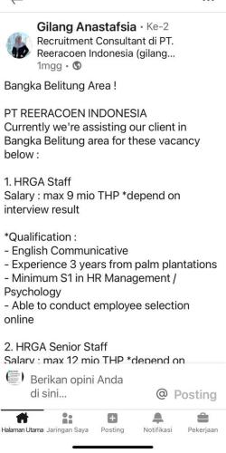 info Loker HRGA Staff @PT.Reeracon Indonesia-Bangka Belitung