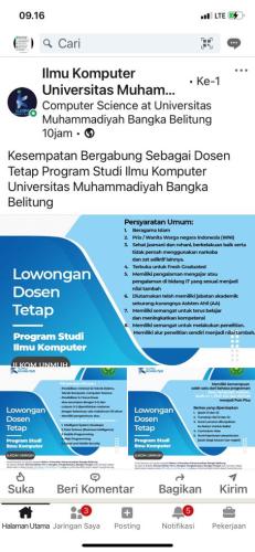 info Loker Dosen Tetap @Universitas Muhammadiyah Babel