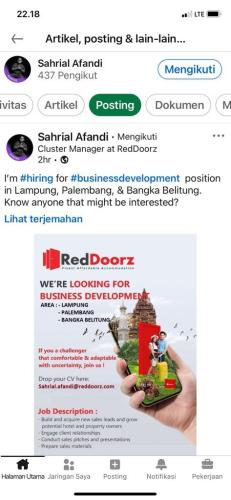 info Loker Business Development -Bangka Belitung @RedDoorz