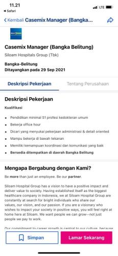 info Loker Casemix Manager @Siloam Hospital Group-Bangka Belitung