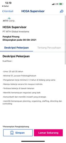 info Loker HCGA Supervisor @PT MTH Global Investama-Pangakalpinang