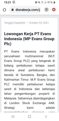 info kerja Magang @PT Evans Indonesia-penempatan Bangka,Sumatera,Kalimantan Timur