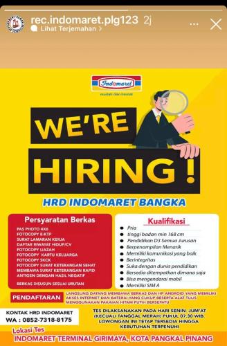 info Loker HRD Indomaret Bangka-Pangkalpinang