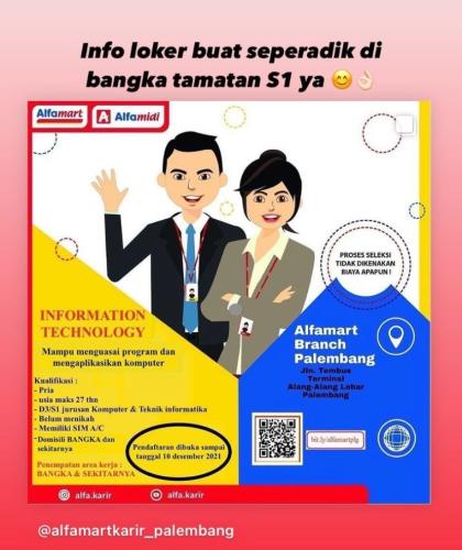 info Loker  information technologi @alfamartkarir-penempatan Bangka & sekitarnya
