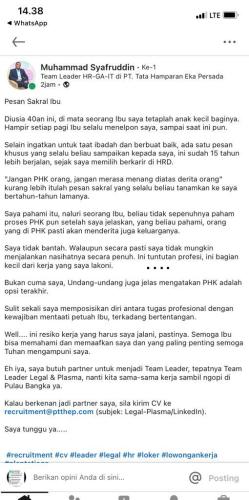 info Loker Tim Leader Legal -Plasma @PT THEP-Pulau Bangka