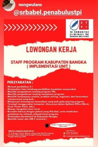 info Loker Staff Program(implementasi unit) @srbabel.penabulustpi
