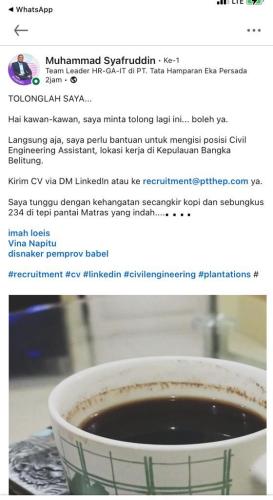 info Loker Civil Engineering Assistant  @PT THEP-Bangka Belitung