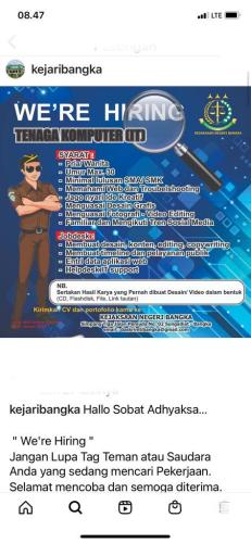 info Loker Tenaga Komputer @kejaribangka