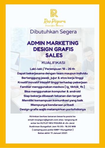 info Loker Admin marketing,desain grafis & Sales @Frame-kaligrafi bangka