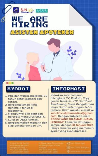 info Loker Asisten apoteker @sunklinic-Pangkalpinang