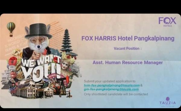 info Loker Asst.Human Resource-Hotel Fox Harris Pangkalpinang