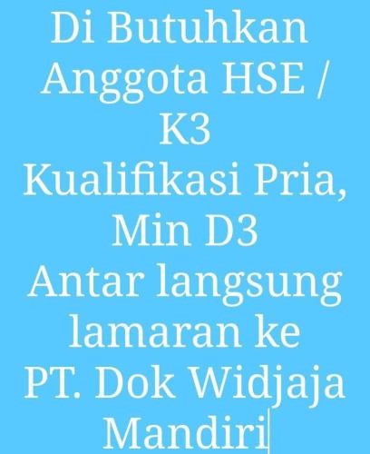 info Loker Anggota HSE/K3-PT Dok Widjaya Mandiri-Pangkalpinang