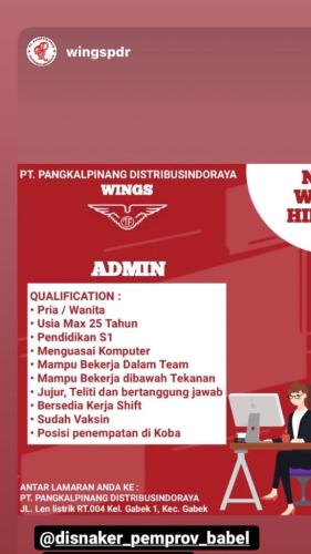 info Kesempatan Kerja posisi:Admin,BHL Gudang & Sales Promotion Girl-PT Pangkalpinang Distribusindo Raya