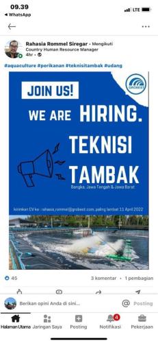 info Loker Teknisi Tambak-Bangka