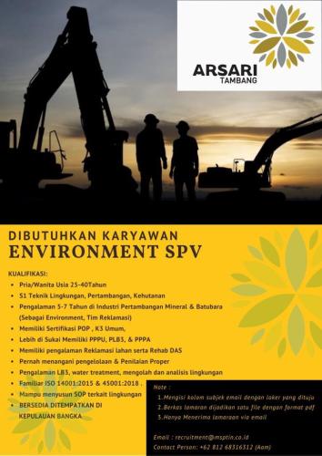 info Loker Environment SPV-PT Mitra Stania Prima-Bangka