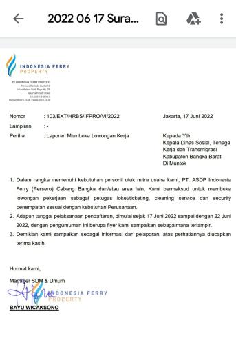 info Loker Security,Ticketing & Cleaning Service-PT ADSP Indonesia Ferry(persero)-Cabang Bangka