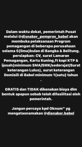 info akan dilaksanakan Pemagangan di Perusahaan di Bangka & Belitung 2022