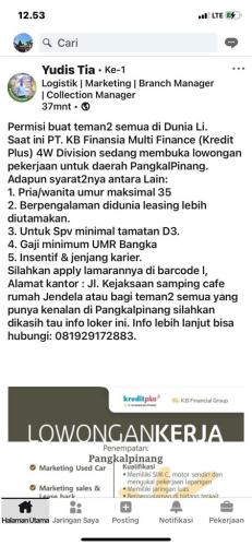 info Loker Marketing Used Car,Marketing Sales & Lease Back & Supervisor Sales Lease Back-PT KB Finansia Multi Finance/Kredit Plus-Pangkalpinang