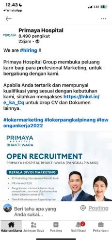 info Loker Kepala Divisi Marketing-Primaya Hospital Bhakti Wara-Pangkalpinang