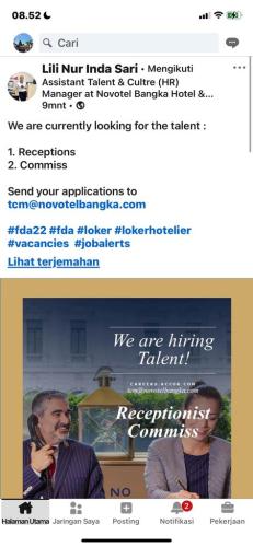 info Loker Receptionist & Commiss-Novotel Bangka