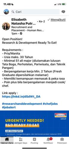 info Loker Research & Development Ready to Eat-Indomaret Group-penempatan Bangka Belitung