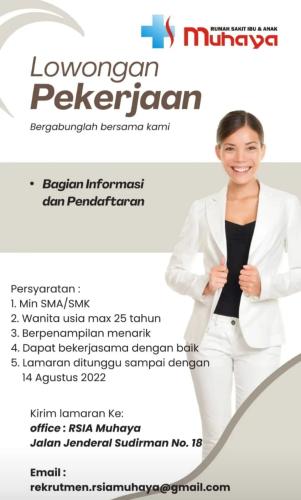 info Loker Bagian Informasi dan Pendaftaran-Rumah Sakit Muhaya-Pangkalpinang