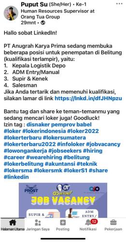 info Loker Kepala Logistik Depo,ADM Entry/Manual,Supir & Kenek,Salesman-PT Anugrah Karya Prima/OT Group