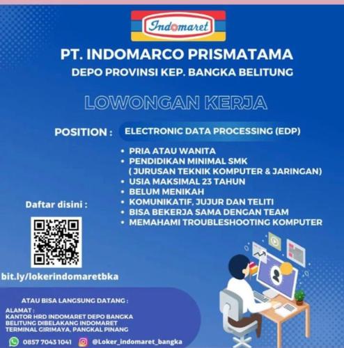 info Loker Electronic Data Prosessing/EDP-PT Indomarco Pristama-Bangka Belitung