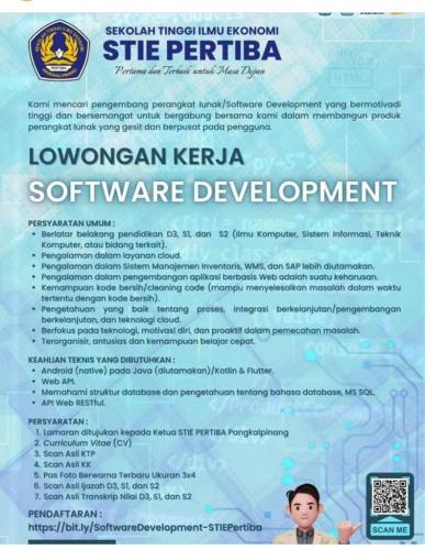 info Loker Software Development-STIE PERTIBA-Pangkalpinang
