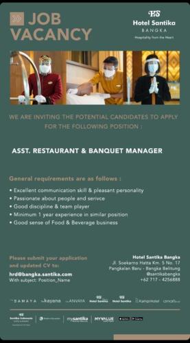 info Loker Asst.Restaurant & Baquet Manager-Hotel Santika Bangka
