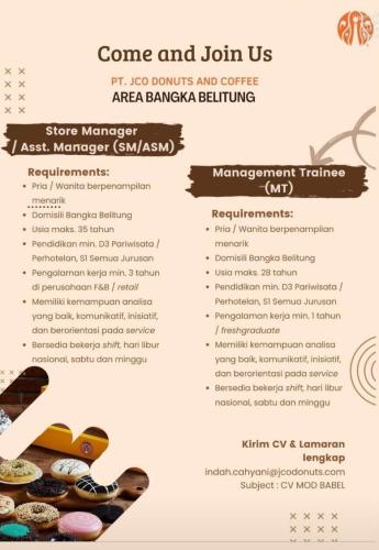 info Loker Storage Manager/Ass.Manager & Management Trainee-PT JCO Donuts and Coffee-Pangkalpinang