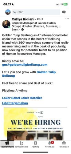 info Loker Human Resources Manager-Golden Tulip Belitung