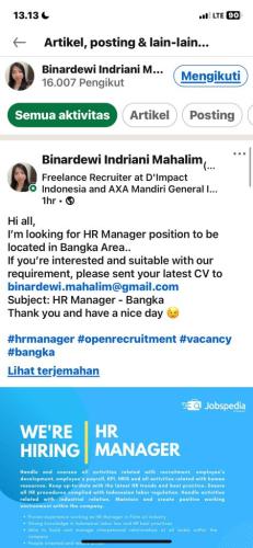 info Loker HR Manager in Palm Oil Industry-penempatan Bangka