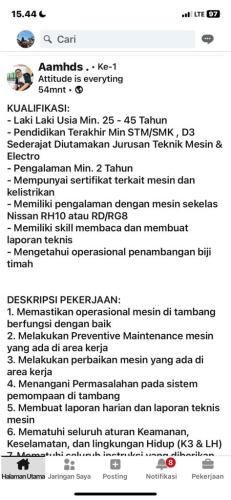 info Loker MEKANIK-ARSARI TAMBANG-penempatan Bangka -Kemingking