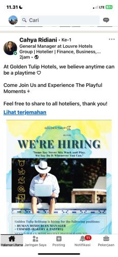 info Loker Human Resources Manger & Commis-Golden Tulip Belitung