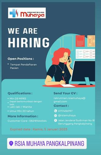 info Loker PENDAFTARAN PASIEN-RSIA Muhaya -Pangkalpinang