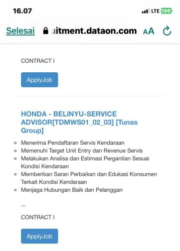 info Loker SERVICE ADVISOR-Tunas Honda Karir-Belinyu