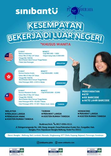 info Loker Bekerja di Luar Negeri-Malaysia,Hongkong & Taiwan