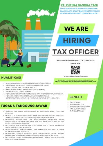 info Loker Tax Officer-PT PUTERA BANGKA TANI