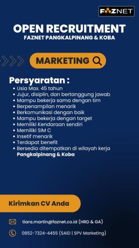 info Loker MARKETING-Faznet Pangkalpinang