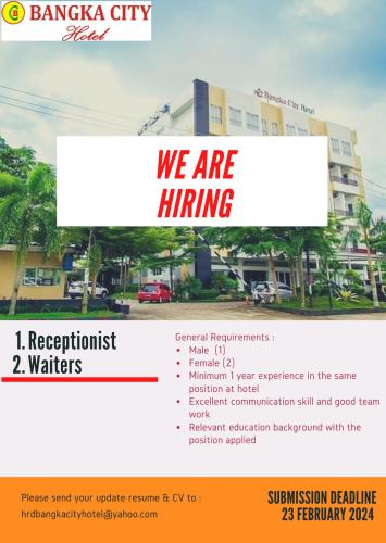 info Loker RECEPTIONIST & Waiters-BANGKA CITY Hotel