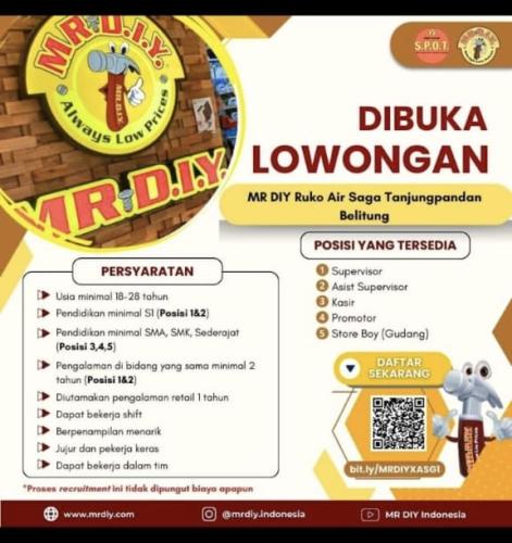 info Loker MR DAY Penempatan Pangkalpinang & TanjungPandan