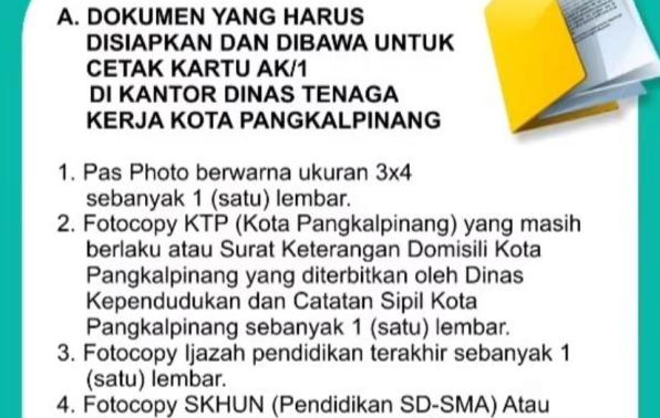 Pembuatan AK1 / Kartu Kuning